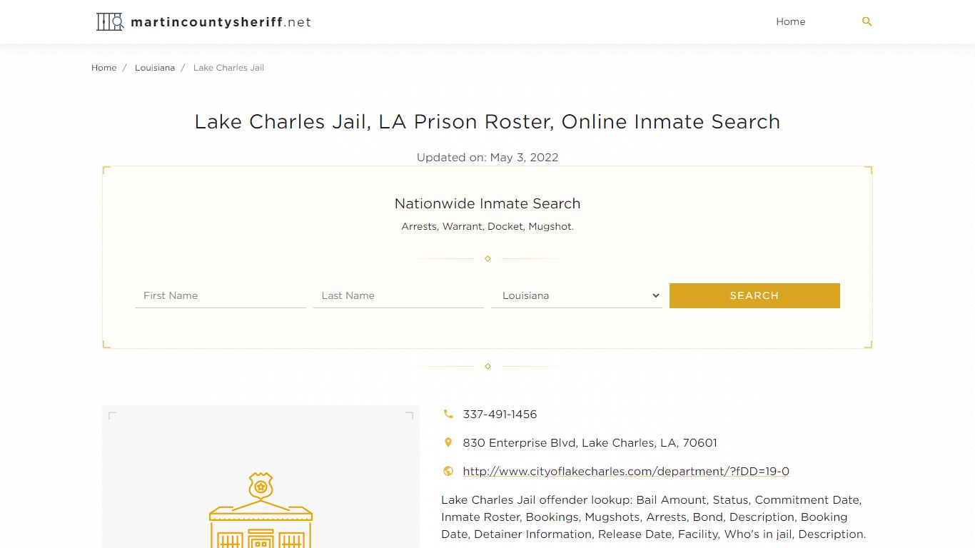 Lake Charles Jail, LA Prison Roster, Online Inmate Search ...